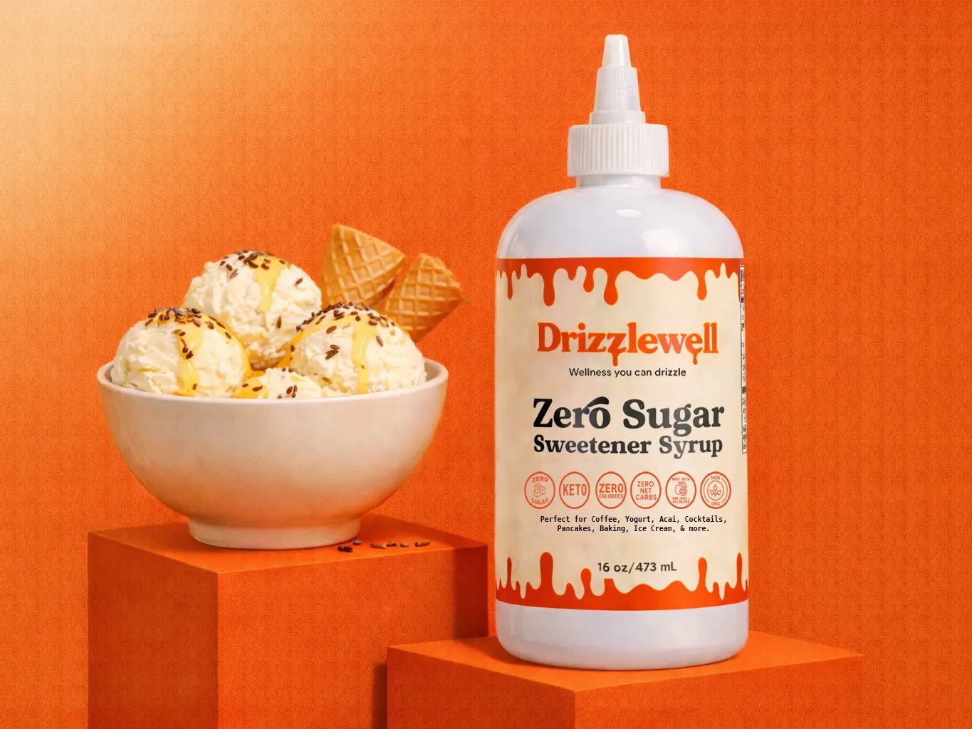 Drizzlewell Sugar Free Sweetener Syrup (Allulose + Monk Fruit