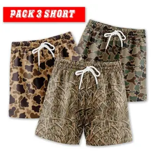 Pack 3 Camo Duck Hunting Shorts With 5 Inch Inseam,Perfect for the Gym, Basketball Camo Mesh Short, Gift forhim, Gift For Her, Gym Gift