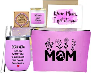 Mom Gifts Birthday Gifts for Mom Women Mama Mommy Mother of the Bride Mother in Law Funny Mothers Day Christmas Anniversary Appreciation Thank You Gift Basket Set with Tumbler Candle and Card