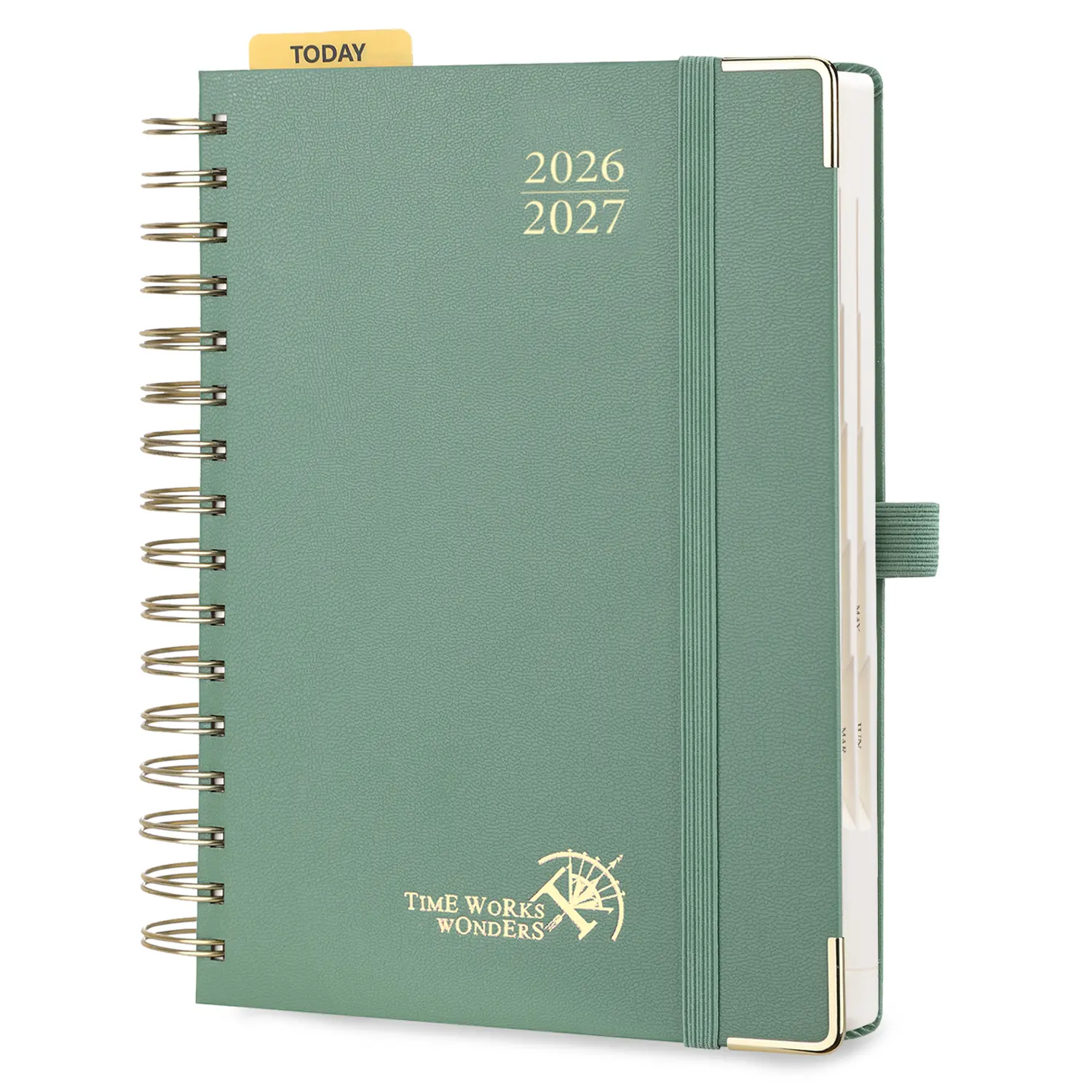 [Back to School] 2026-2027 POPRUN A5 Spiral Hardcover Daily Planner, 1 Page Per Day, 8AM-8PM Hourly Schedule, Time Blocking, Monthly Tabs, Back Pocket, Bookmark Ribbons, Eco-Conscious Materials for Student Productivity & Organized Life, Modern Planner, Ca