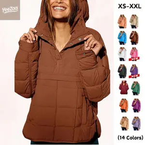 Women's Oversized Hooded Puffer Jacket 2025 TikTokShopHolidayHaul Christmas Quilted Lightweight Winter Warm Pullover Padded Hoodies Coat Casual Outerwear