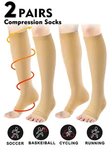 Open Toe Zipper Compression Socks, Copper, 15-20mmhg Moderate Support, Unisex Design for All Seasons & Sports Activities