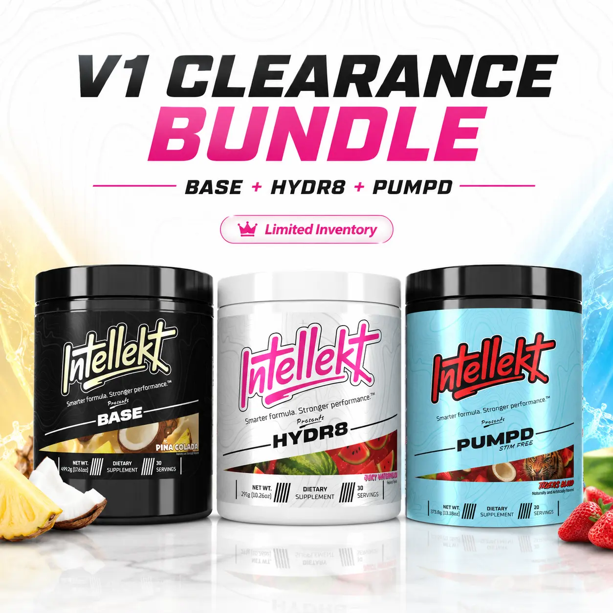 Intellekt Clearance Trio - Complete 3-Tub Supplement Stack (BASE + HYDR8 + PUMPD)