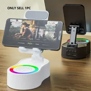 Wireless Speaker Phone Holder, Portable Power Tablet Stand with Emergency Charging, 360° Rotatable Adjustable Folding Lift-non-slip Base for All Phones, Tablets, Mount, Adjustable Cellphone Holder