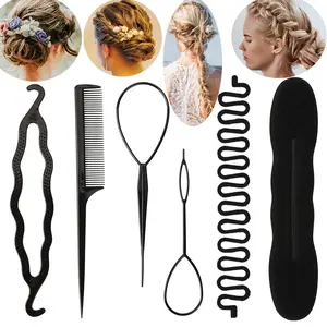 Hair French Braid Tool, 6 pieces Resin Centipede Braid Maker Hair Styling Accessories for Women, Girls, 1 Count (Black 6-piece set)
