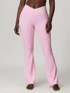 Women's High Waist Wide Leg Yoga Pants, Crossed Design Tight-Fitting Workout Long Trousers, Quick-Dry Sports Fitness Bottoms