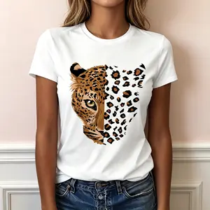 "Vintage Leopard & Tiger Print" Graphic T-Shirt - Y2K Revival Siren Core Statement Top - Retro Animal Print Aesthetic Apparel - Comfortable Short Sleeve Graphic Shirt - Unique Professional Detail Crew Neck Tee