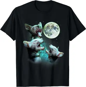 Funny Three Hairless Sphynx Cats Howl At Moon - Cat Lover T-Shirt Size S-3XL