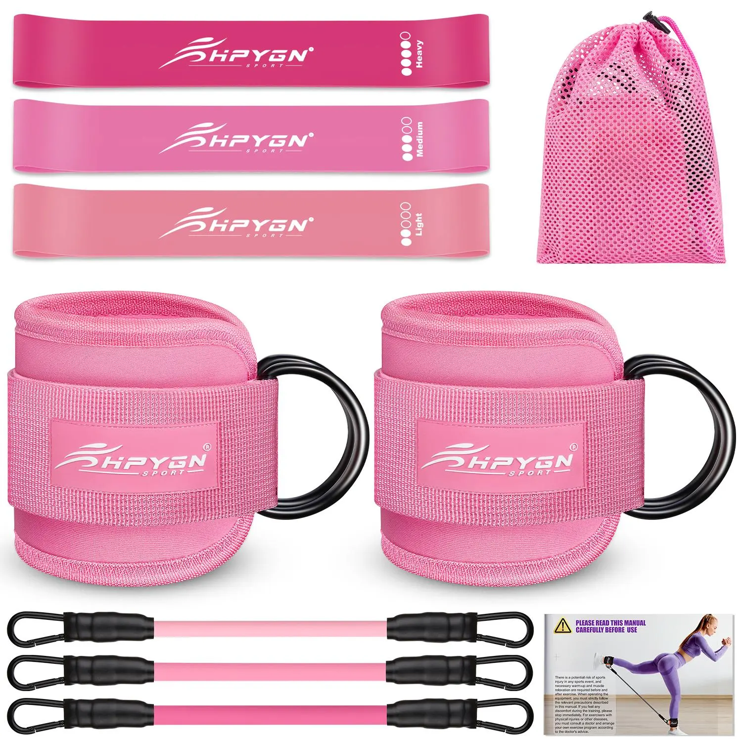 Ankle Resistance Bands with Cuffs - Women Workout Equipment for Home Gym, Glutes Exercise Booty Bands, 10/20/30LB Adjustable Strap for Cable Machines, Squat Kickbacks & Hip Fitness Training