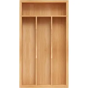 Small Silverware Organizer, Bamboo Kitchen Drawer Organizer, Utensil Holder, Cutlery Tray & Spoon Flatware Storage with Grooved Drawer Dividers (6.7''W x 12''D)