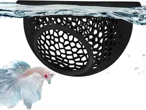 Floating Betta Hide & Shrimp Cave – 3D Printed Aquarium Decor, Multi-Functional Hammock, Feeding Ring & Safe Resting Spot for Betta, Shrimp & Small Fish (PLA, Eco-Safe)