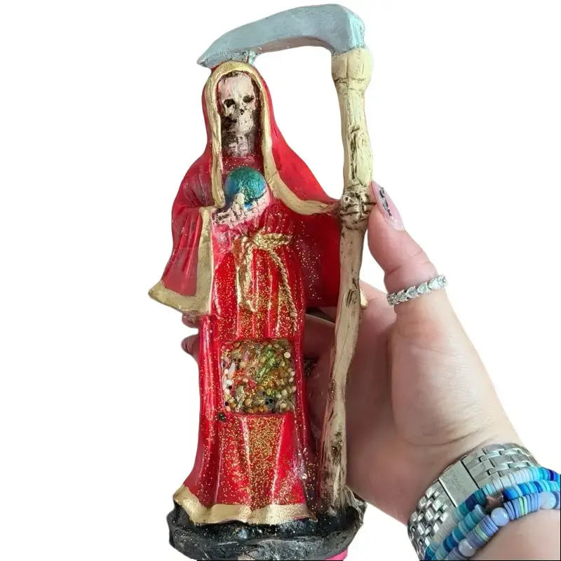 7" Inch Santa Muerte Figure Statue Imagen Santa Muerte Estatua God Decor Religious Ornaments Resin Crafted High-Quality Artwork for Spiritual Comfort and Home Decor