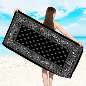 Black Mandala Beach Towel,  Microfiber Absorbent & Quick-drying Swimming Towel, Lightweight Print Soft Cozy Beach Blanket, Suitable for Beach Swimming Outdoor Camping Travel, Ideal Beach