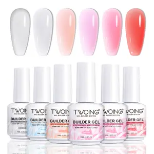 TWOING Builder Nail Gel 8-in-One – UV/LED Nail Thickener for Nail Extensions & Apex Building, Self-Leveling Strengthening Gel Base Coat Gel Polish, Clear & Nude Pink