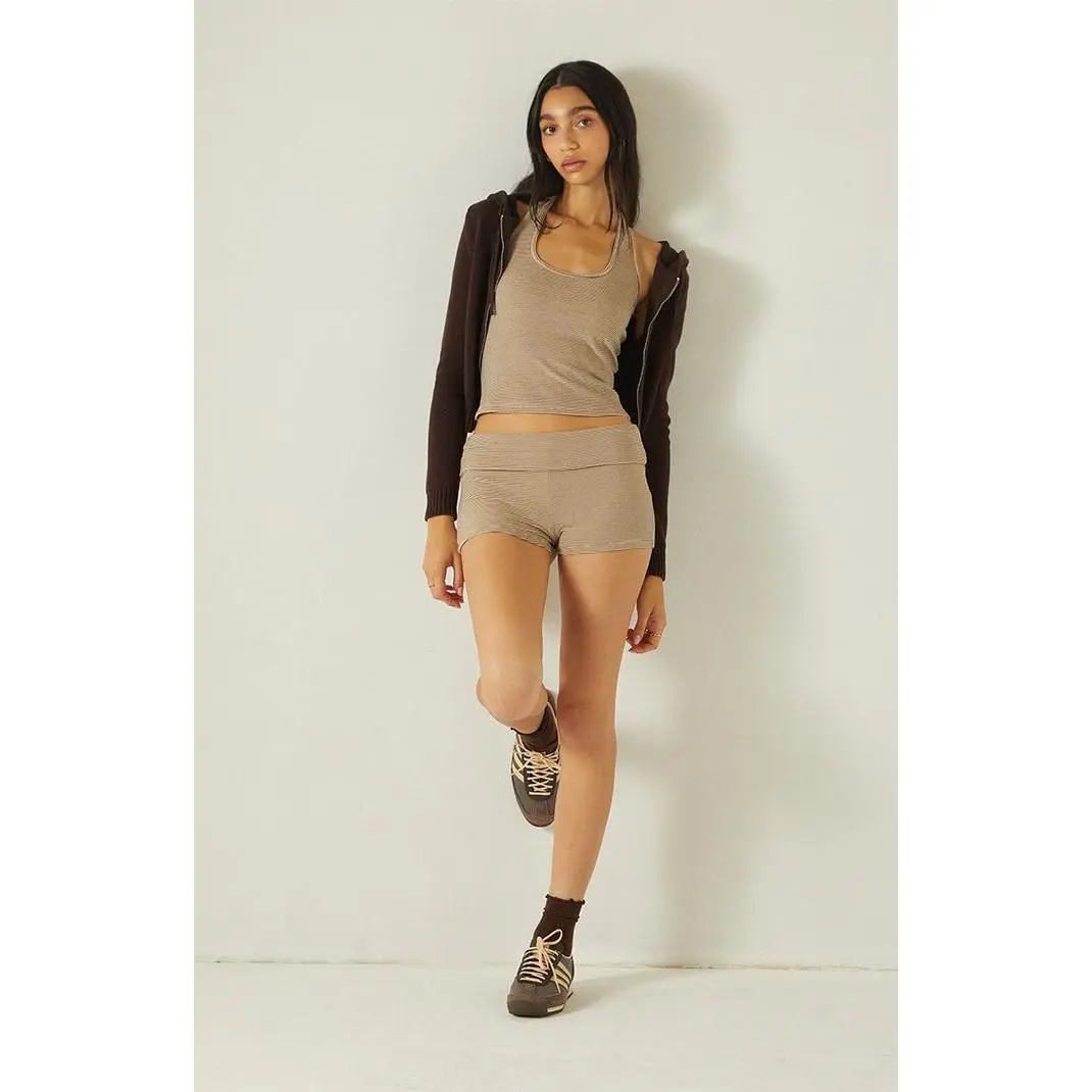 Your Favorite Women's Striped Knit Fold-Over Shorts