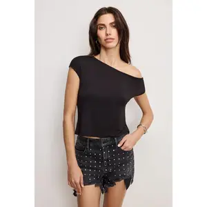 Khloe Stretch Jersey Asymmetric - Black