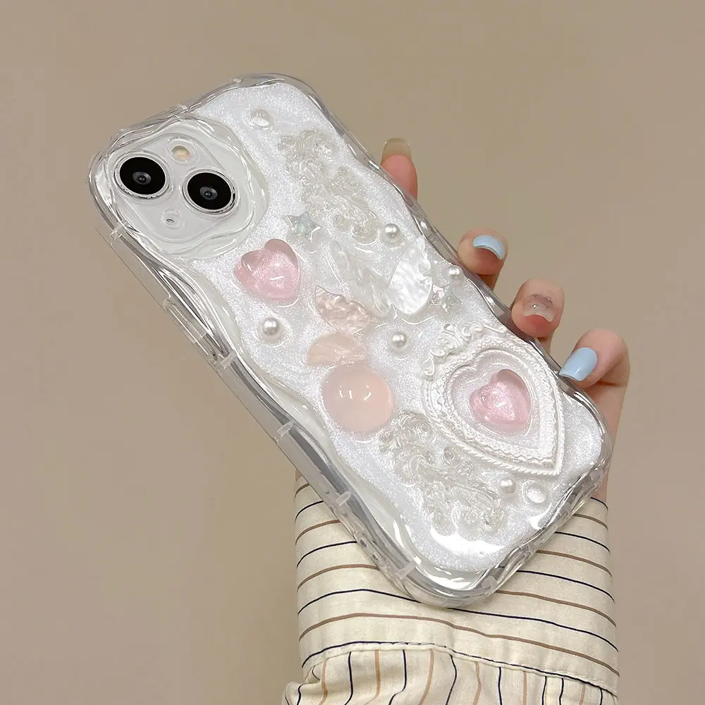3D Butterfly Cartoon Heart Silicone Phone Case - Compact, Lightweight, Shockproof, Anti-Drop, Dust-Block Protection Cover with Precise Cutout for iPhone 16/15/14 Pro/13/12 Pro Max (White) | Mobile Phone Accessory, For Iphone 14 Pro