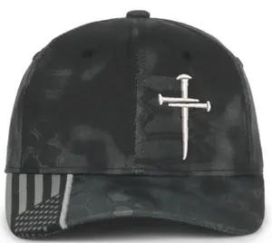 Christian Cross WHITE Sacred Nails Kryptek Typhoon Adjustable hat with FREE CHALLENGE COIN