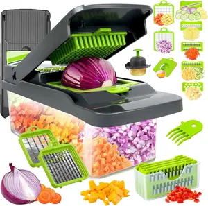 Vegetable Chopper Vegetable Chopper Mandoline Slicer Multi-Function 12 in 1 Food Chopper Kitchen Vegetable Slicer Dicer Onion Chopper Cheese Grater Colander Basket Kitchen Gadgets