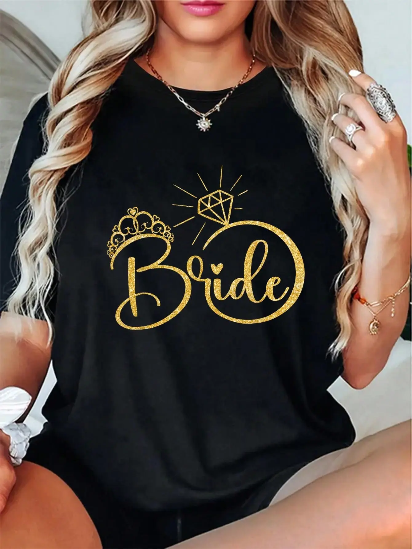 100% Cotton Top Bride, Engagement Wedding Bridal Shower T-Shirt
