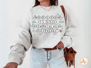 Dental Sweatshirt, Cute Tooth Crewneck For Women, Dental Hygienist Top, Dentist Student Pullover, Cozy Gift For Dental Professionals