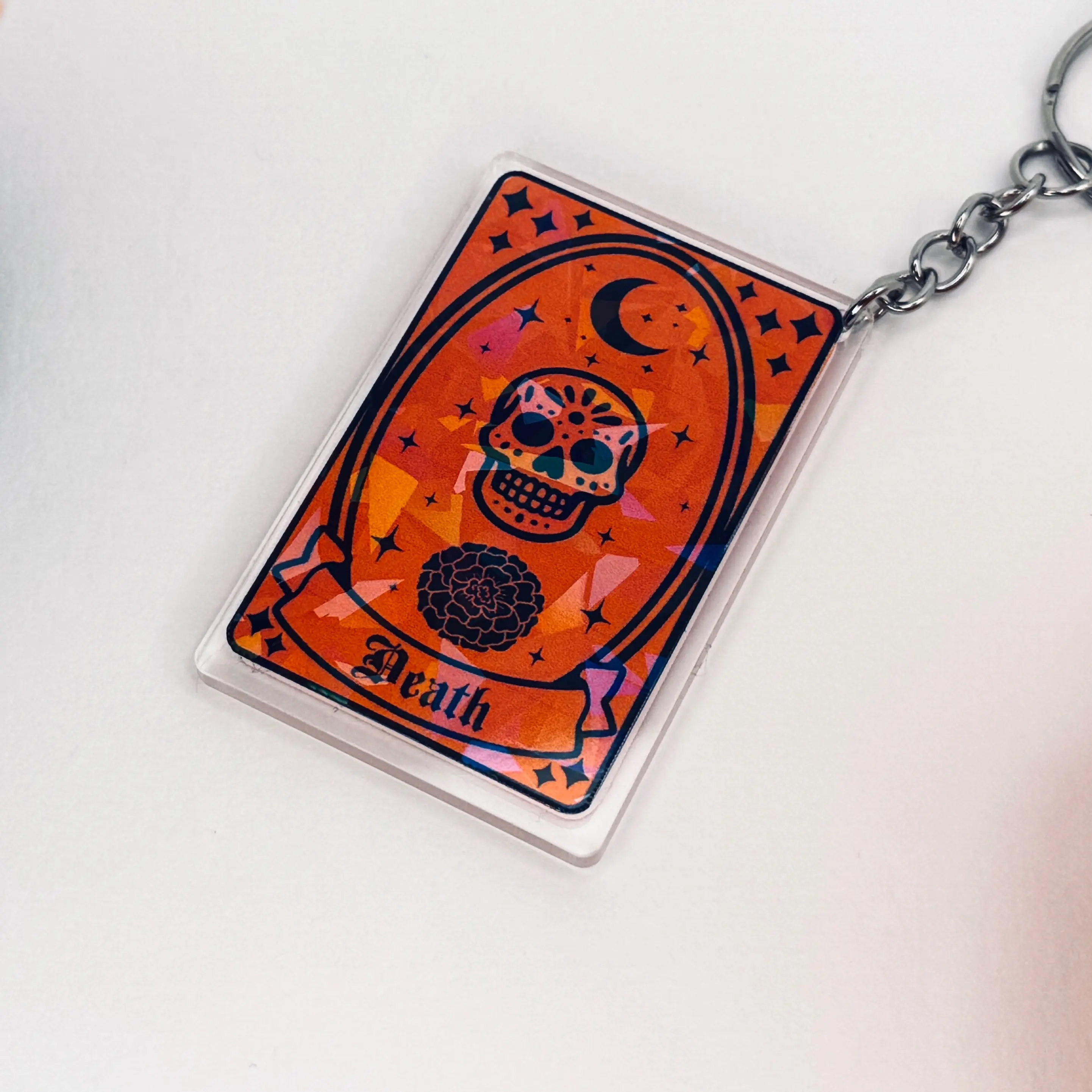 Holographic Tarot Inspired Acrylic Keychain - Durable Lightweight Design Captures Major Arcana Essence Perfect for Bags Keys or Gifts