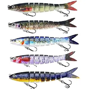 5 pcs of artificial fish bait with treble hooks, slow-sinking simulated bait, suitable for both freshwater and saltwater fishing, for bass, trout, pike, pike, and other fish