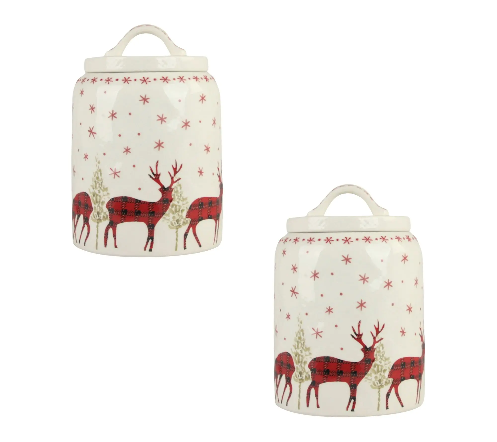10 Strawberry Street Set of 2 Buffalo Check Christmas Canister