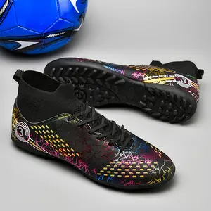 Unisex Ombre Pattern Lace-up Front Football ShoesAnti-slip Breathable Long Studs Soccer Shoes,Soccer Cleats, Football Cleats, Summer TrainingSneakers for Training Match Practice
