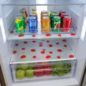 4/8pcs Strawberry Pattern Waterproof Refrigerator Mat, Moisture-Proof Non-Slip Washable Reusable Eva Material, Kitchen Drawer Shoe Cabinet Liner