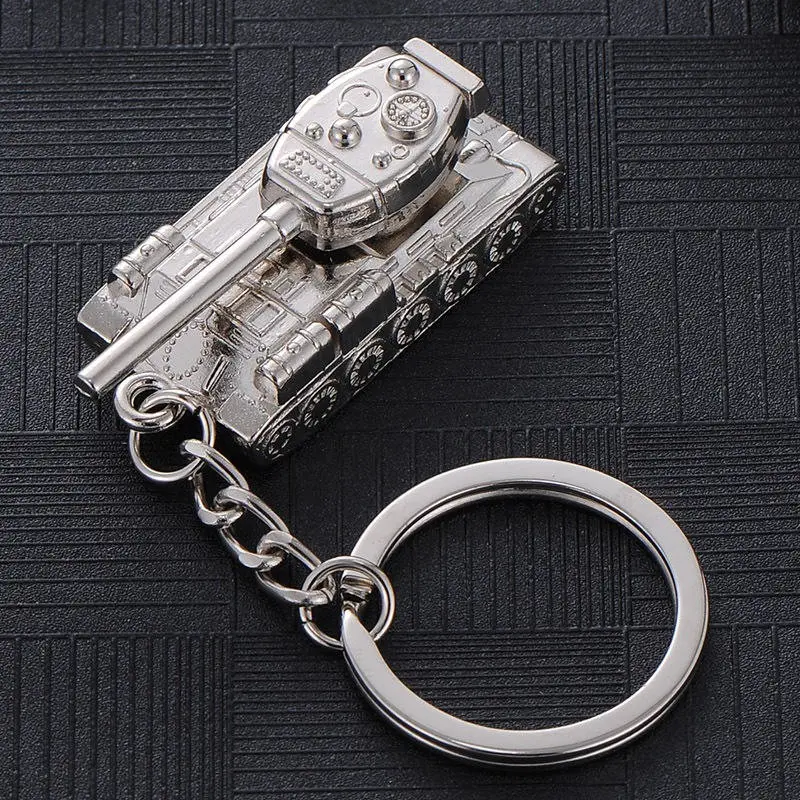 Military Tank Keychain Rotating Turret Cannon Army Vehicle Combat Gift Key Ring
