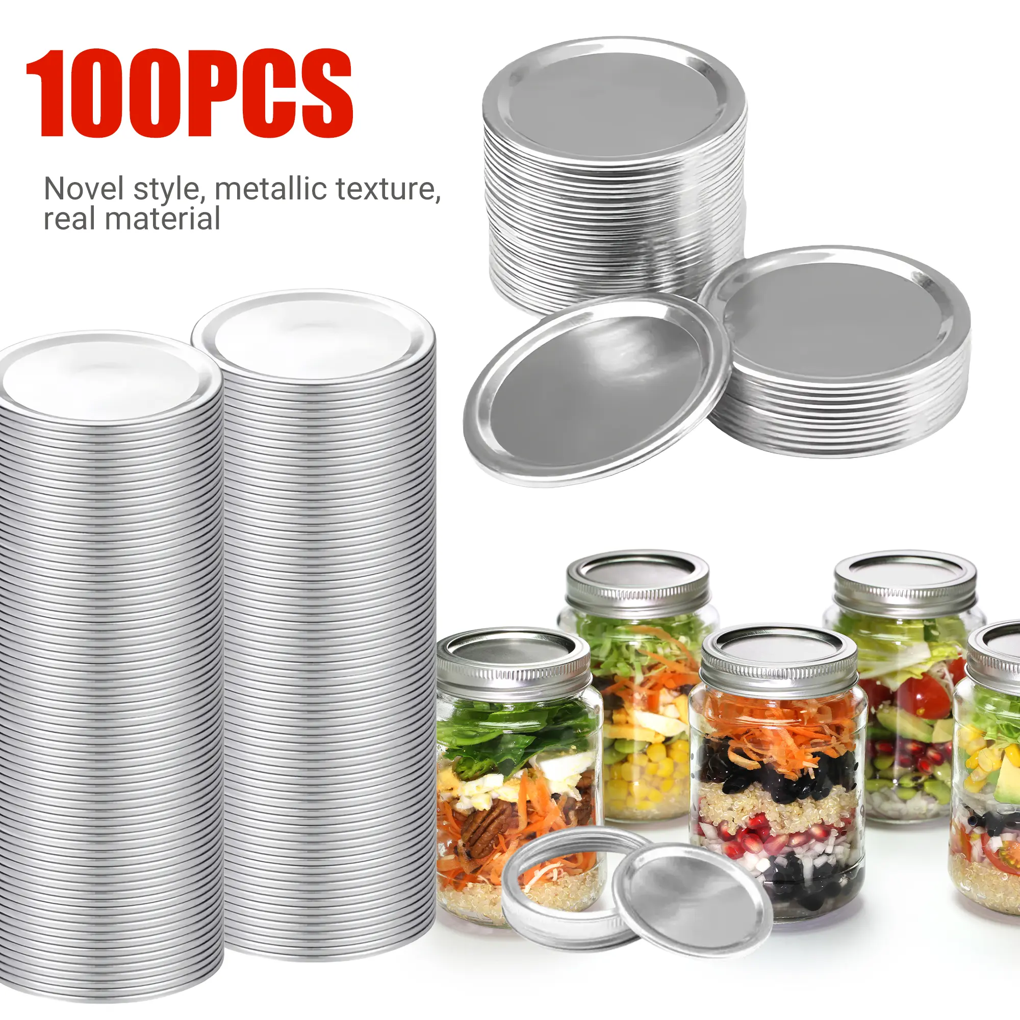 100PCS Wide Mouth Mason Jar Lids - Airtight Leakproof Canning Lids for Home Canning & Food Storage | Kitchen Essential