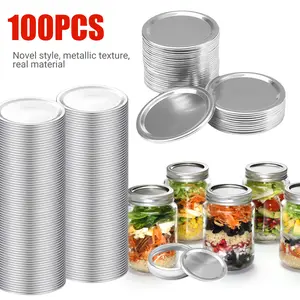 100PCS Canning Lids 2.8Inch for Mason Jars Regular Mouth Airtight Sealing Lids Kitchen Essentials with Leakproof Seal for Canning Storage Metallic Texture Utensils - Containers Canister Tin meal prep containers