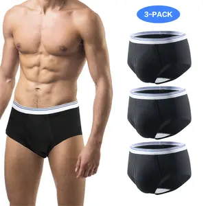 CARER 3-Pack Men's Incontinence Briefs - 150ml Large Absorbency - No Leakage - Cold Wash - Cotton & Spandex - Activewear - Black old  school  boxers boxers  polo  wear boxers  brief  deck Athletic,summervibes