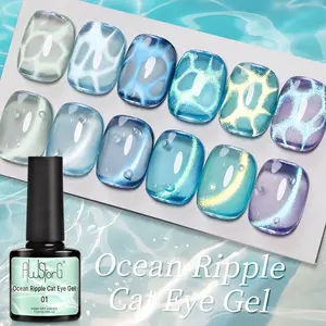 AWStorG 7.5ml Ocean Ripple Cat Eye Gel Summer Blue Green Glass Bead Magnetic Cat Eye Soak Off UV Nail Art Varnish Manicure UV/LED Nail Polish