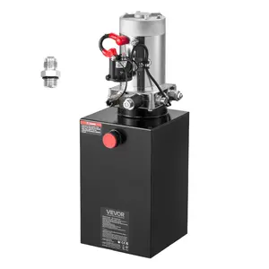 VEVOR 10 Quart Hydraulic Power Unit, Single Acting Dump Trailer Pump, 3200 PSI Max Relief Pressure 0.91 GPM Flow Rate, DC 12V Hydraulic Pump with Metal Reservoir for Dump Trailer Car Lifting