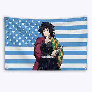 Tomioka Giyuu American Flag Anime Demon Slayer: Kimetsu No Yaiba Banner Outdoor Decor Decoration Garage Flags Tapestry Flag