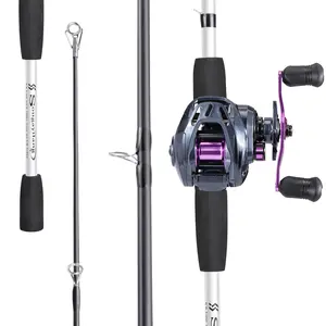 Sougayilang Crixus Baitcasting Reel and Rod Combos IM6 Graphite Blank Rods EVA Handle Fishing Gear for Bass Trout Pike Complete Set with Spinning Reel Carbon Fiber Rod 7.2:1 High-Speed Gear Ratio Lightweight 6.5ft Compact Design