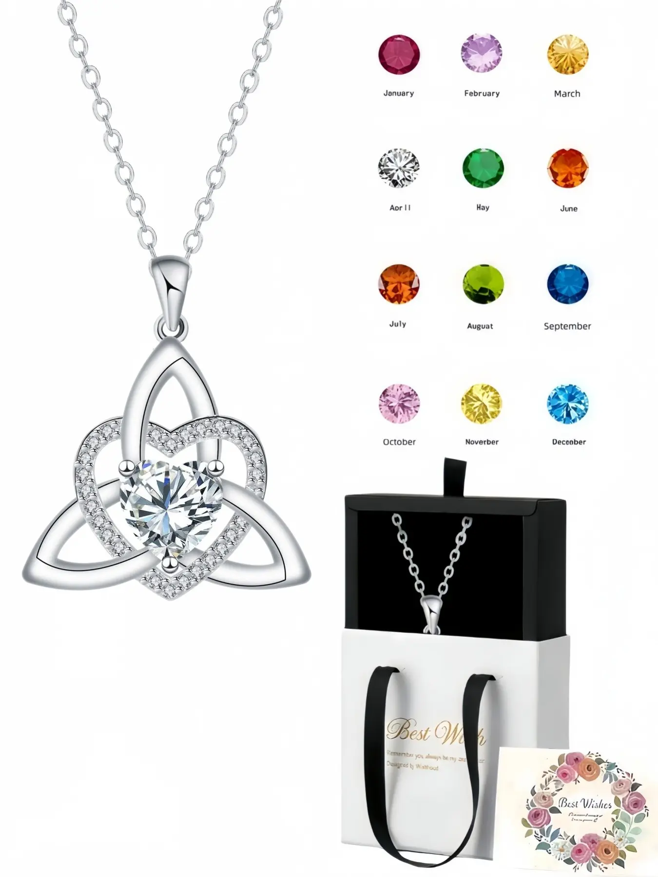 Eternal Knot Star Heart Necklace Stylish luxury vintage Celtic & witch knot gem necklace for women. Matched with an elegant drawer jewelry box, perfect for birthdays, Mother’s Day, Valentine’s Day, Christmas and anniversaries.