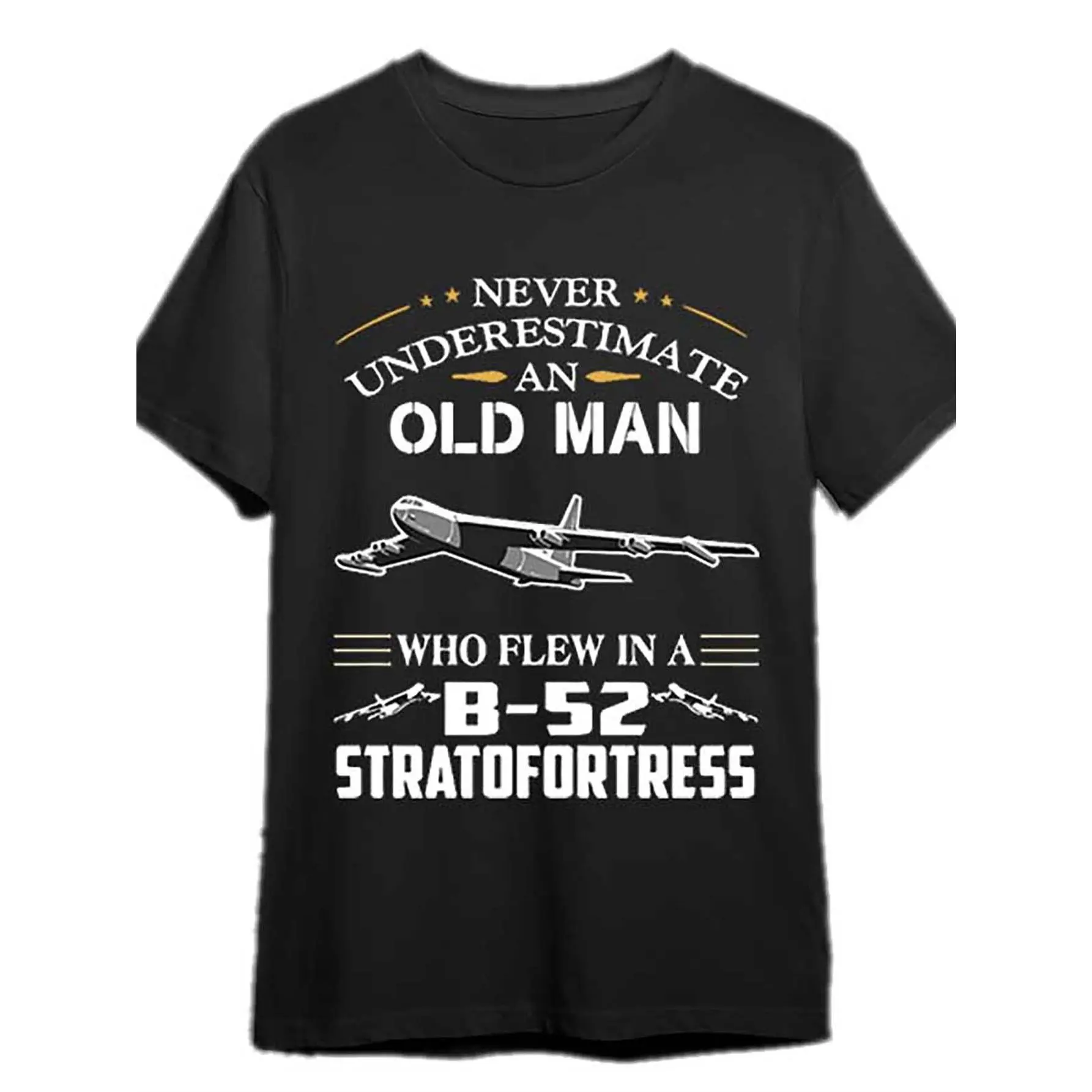 Men's 100% Cotton Oversized B-52 Bomber Vintage Round Neck Streetwear T-Shirt - Short-Sleeve Top with Aircraft Print, All-Season Fit for Aviation Enthusiasts