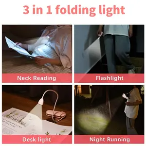 Foldable Neck Light LED Reading Lamp Flashlight, Three-In-One Foldable Light, USB Rechargeable Adjustable Brightness, Perfect Gift