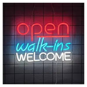 Sign Illuminated Open Welcome Neon Signs For Business, Sign Light Up Open Sign For Business Storefront Window Glass Door Shop Store Bar 29.5cm40cm