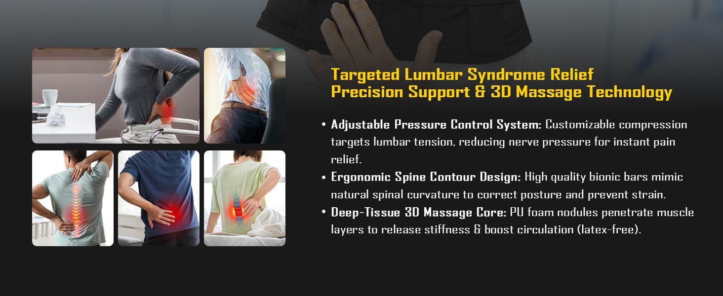 COOLJOB Expert Back Brace for Lower Back Pain Relief, Powerful Lumbar Support with 3D Foam Pad and Elastic Shoulder Strap, Breathable Adjustable Support Belt