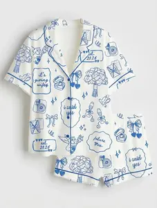 Future Mrs Engagement Wedding Satin Short Pajama Set, Chapel Wedding Timeline Anniversary Wifey Short Pajamas, Matching Family Sleepwear Set, Pajama Set For Men Women Kids