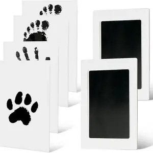 Dog Paw Print Kit Clean Touch Ink Pad No Ink, Cat & Dog Footprint Registration Card with 4 Ink Pads and 2 Imprint Cards