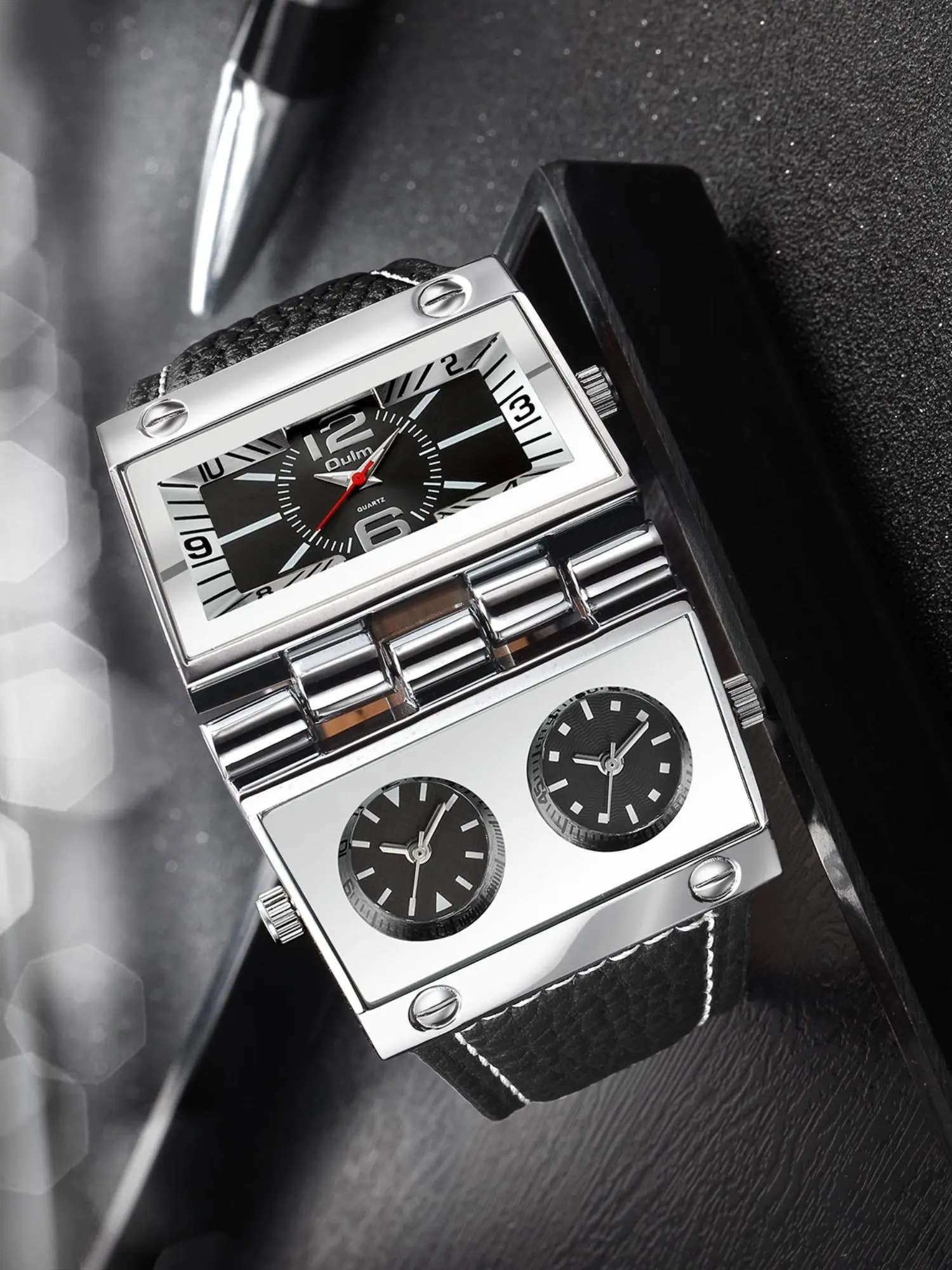 Men's Street Style Rectangle Dial Quartz Watch, Fashion Watch for Party, Daily Clothing Decor, Trendy All-match & Exquisite Watch for Birthday Gift with Box, Modern Trendy Watch, Quartz Wristwatches, Quartz Analog Watches, Fashionable Party Watch