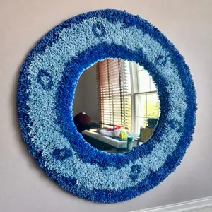 Spongebob Porthole Mirror Rug - 16 x 16 inches, Squidward Style Tufted Rug Cute Bathroom & Bedroom Decor for Trendy Spaces