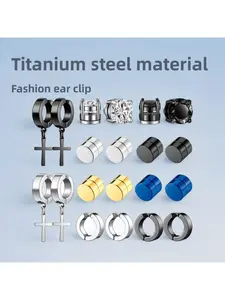 Magnetic Ear Studs Stainless Steel Zirconia Clip Earrings No Piercing Unisex Men Women Fashion Jewelry Accessories Magnetic Earrings Set