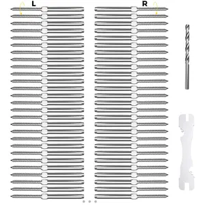 80 Pack T316 Marine Grade Stainless Steel Cable Railing Hardware kit, 3/16" Right & Left Handed Thread Swage Lag Screws for Wood Post, DIY Deck Cable Railing System, Wrench Included(40 Pairs)