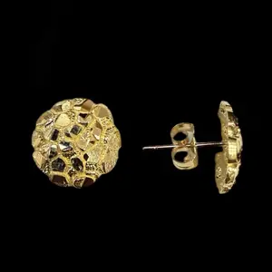 Circle Nugget Stud Earrings Push Back Gold 10k - Elegant Design for Everyday Wear